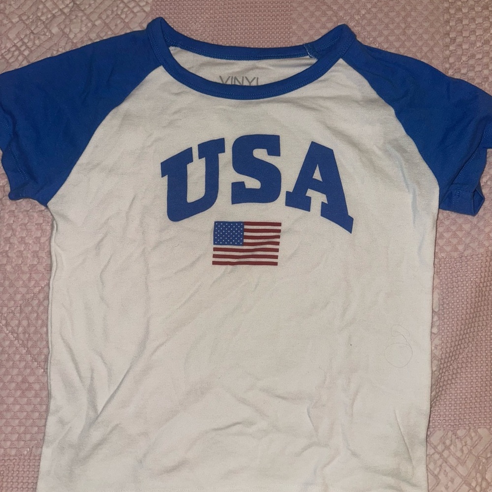USA Graphic Tee - Blue & White